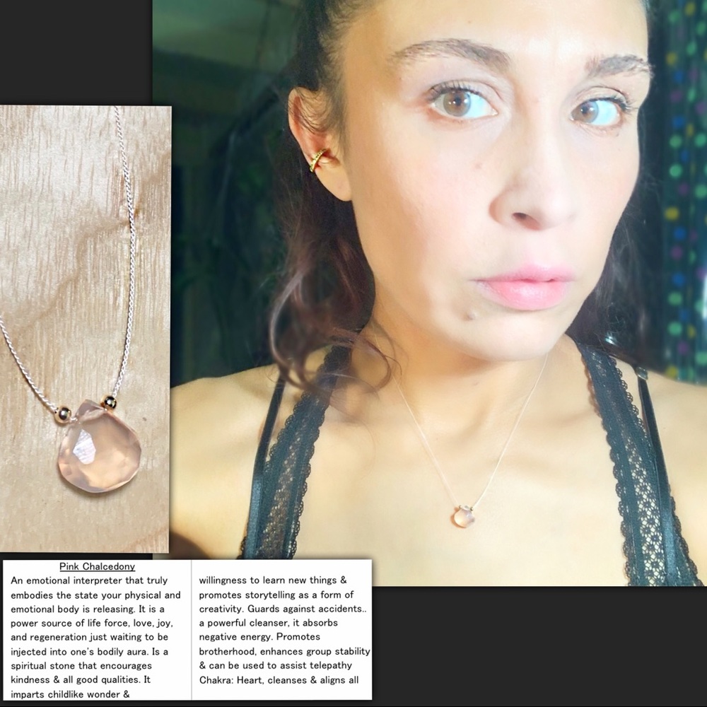 Pink Chalcedony Floating Pendant Necklace